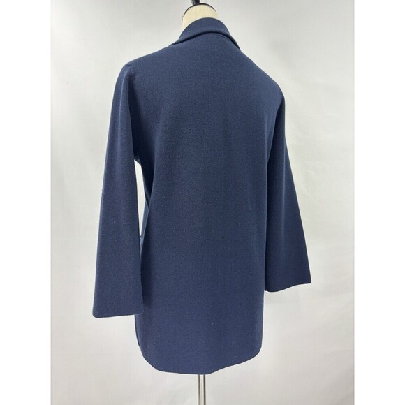 J Crew Sweater Blazer Navy Blue Small Pockets Swacket Swazer Stretch Knit Jacket - Picture 2 of 11